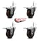 Service Caster 4 High Temp Glass Filled Nylon 7/16'' Stem Caster Set with Total Lock Brake, 4PK SCC-GRTTL20S414-GFNSHT-716138-4 - alternate 2